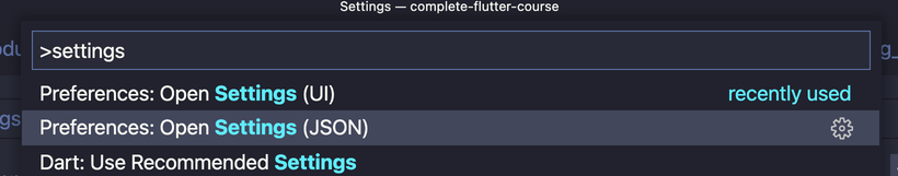 Preferences: Open Settings via Command Palette