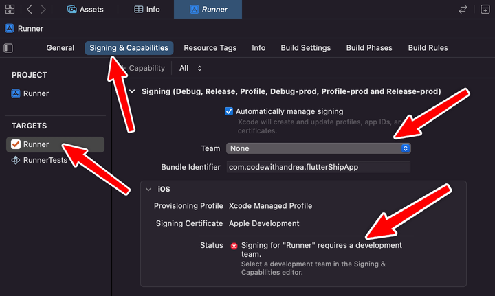 Signing & Capabilities tab in Xcode