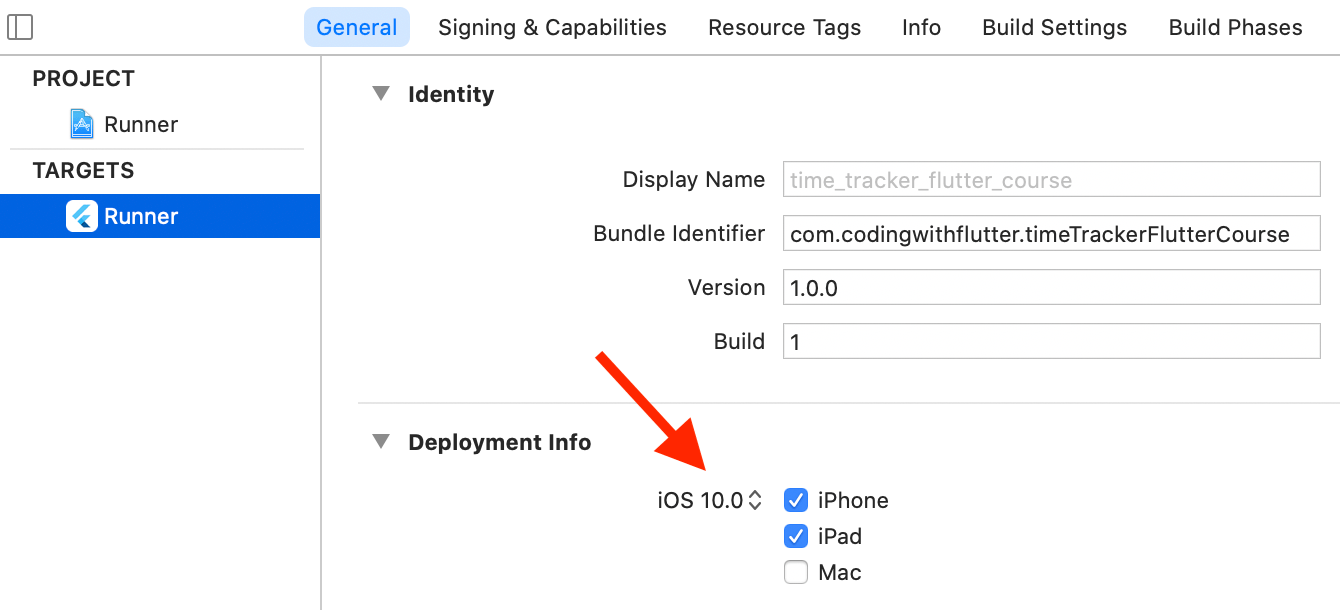 Setting the deployment target to 10.0