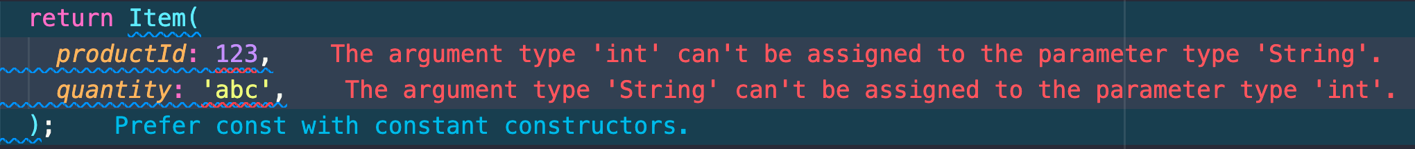 Error lens extension in action