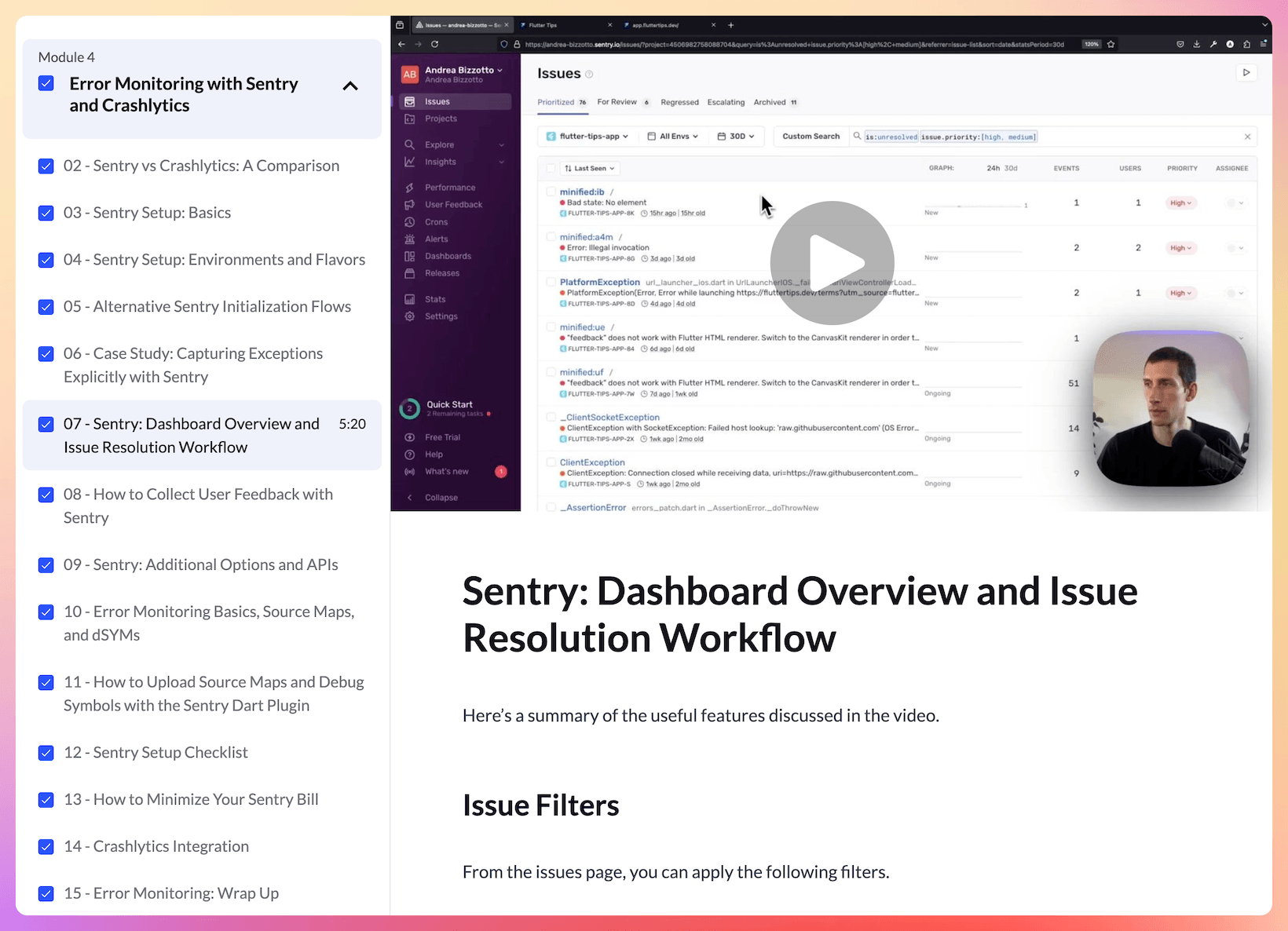 Module 4: Error Monitoring with Sentry and Crashlytics