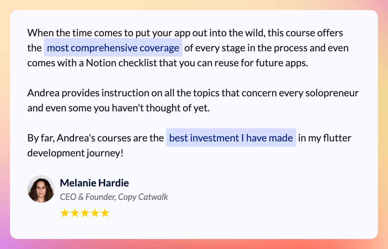 Testimonial by Melanie Hardie