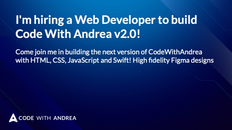 I'm hiring a Web Developer to build Code With Andrea v2.0!