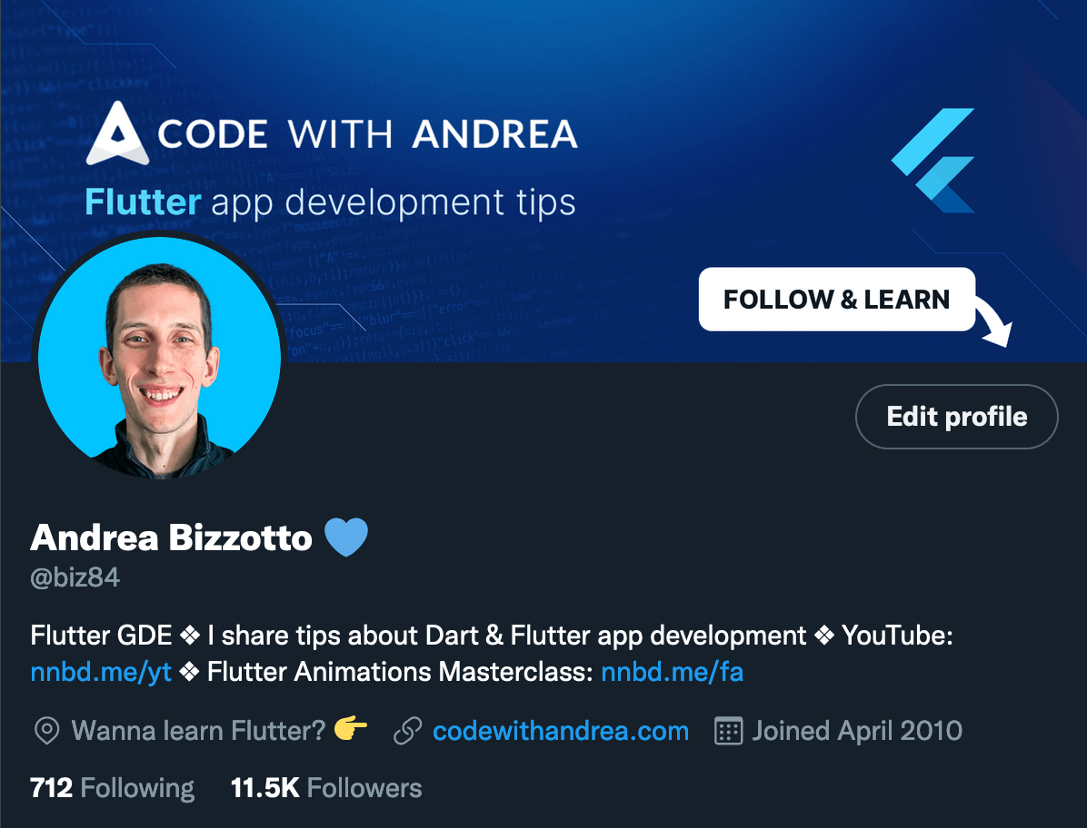 My optimised Twitter profile