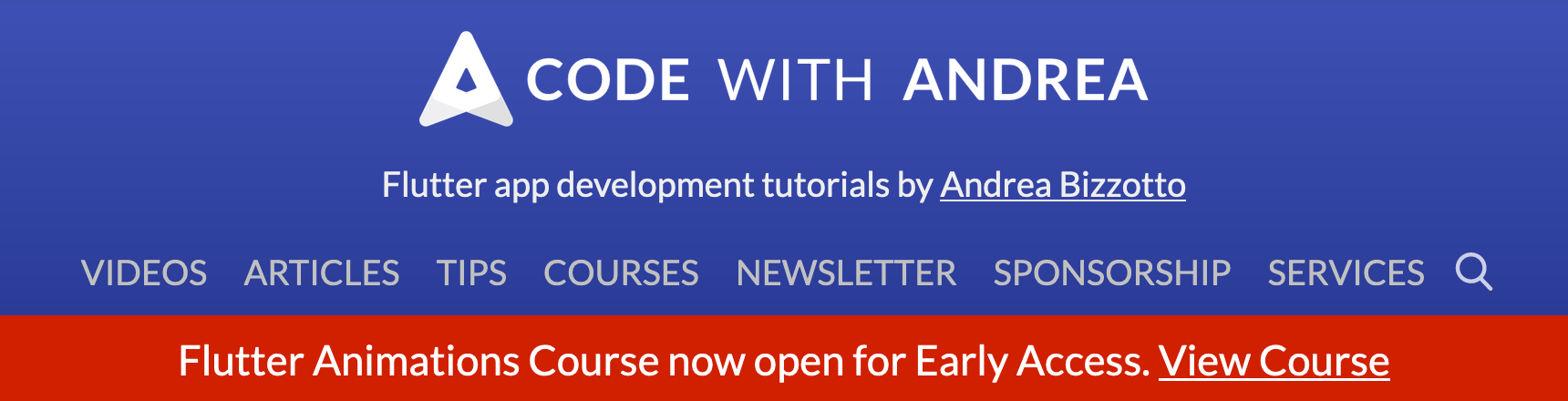 Old site navigation header before the redesign