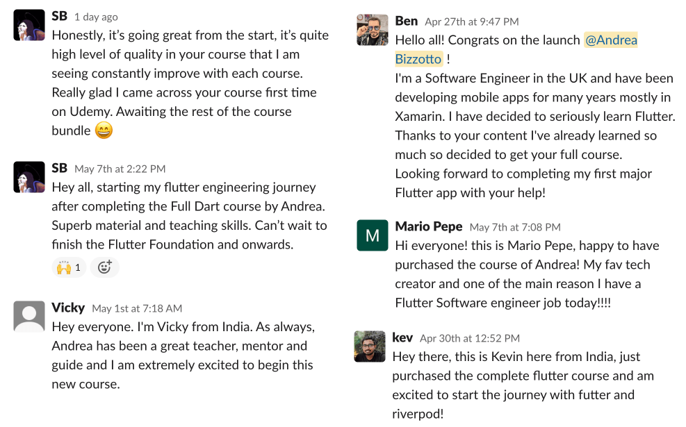 Comments from people who joined my courses