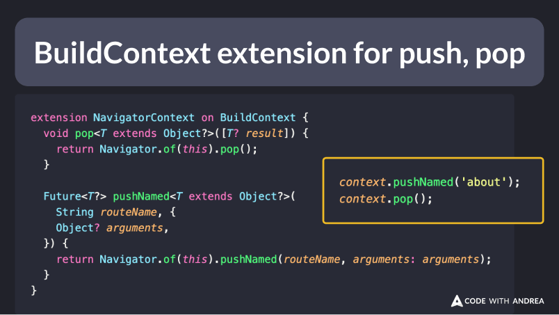 BuildContext Extension for Push, Pop