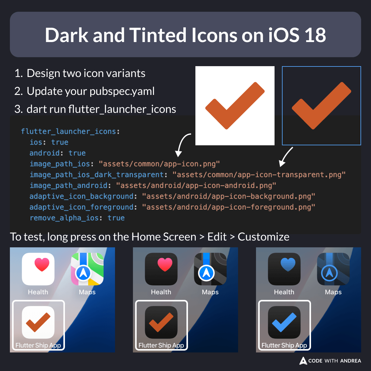 Dark and tinted icons on iOS 18