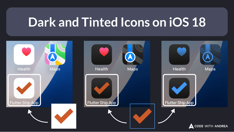 Dark and Tinted Icons on iOS 18