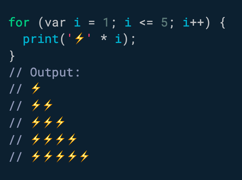 Did you know? Dart supports string multiplication.