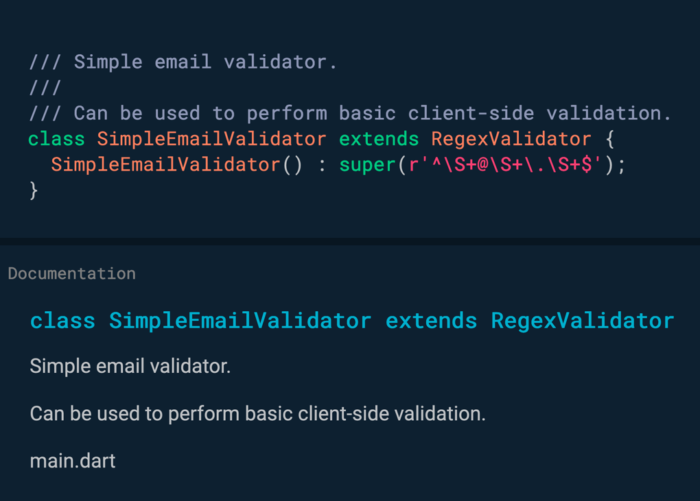 Use triple slashes to generate documentation comments.