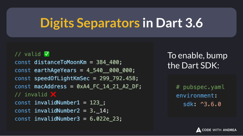 Digits Separators in Dart 3.6