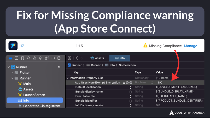 Fix for Missing Compliance Warning in App Store Connect