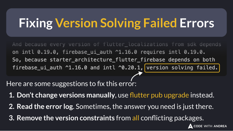 Fixing Version Solving Failed Errors