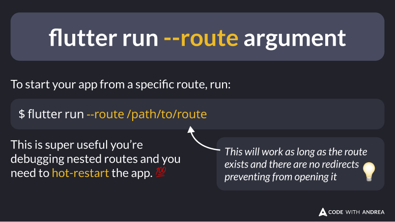 The flutter run --route argument