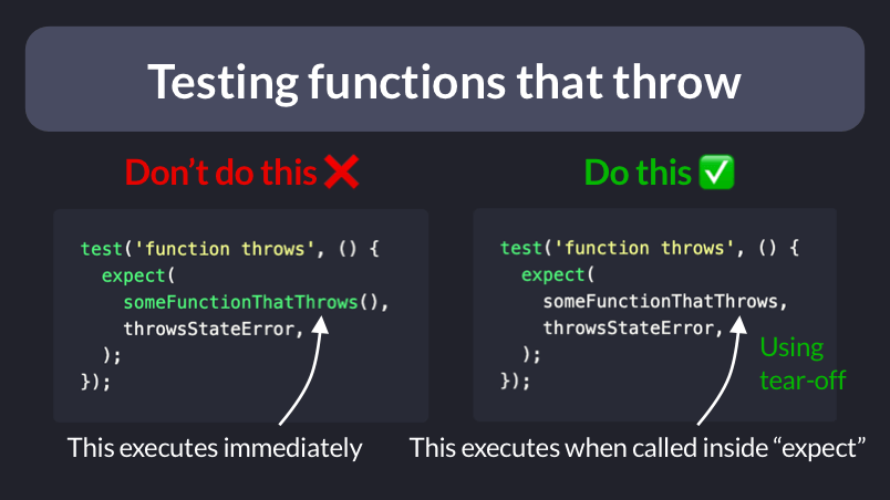 How to test functions that throw in Flutter