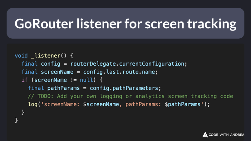 GoRouter Delegate Listener for Screen Tracking