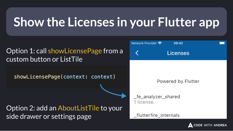 Show the Licenses in your Flutter app