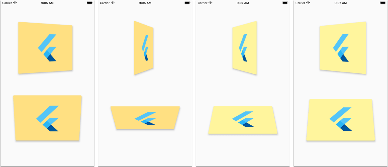Card flip transitions on the Y and X axis
